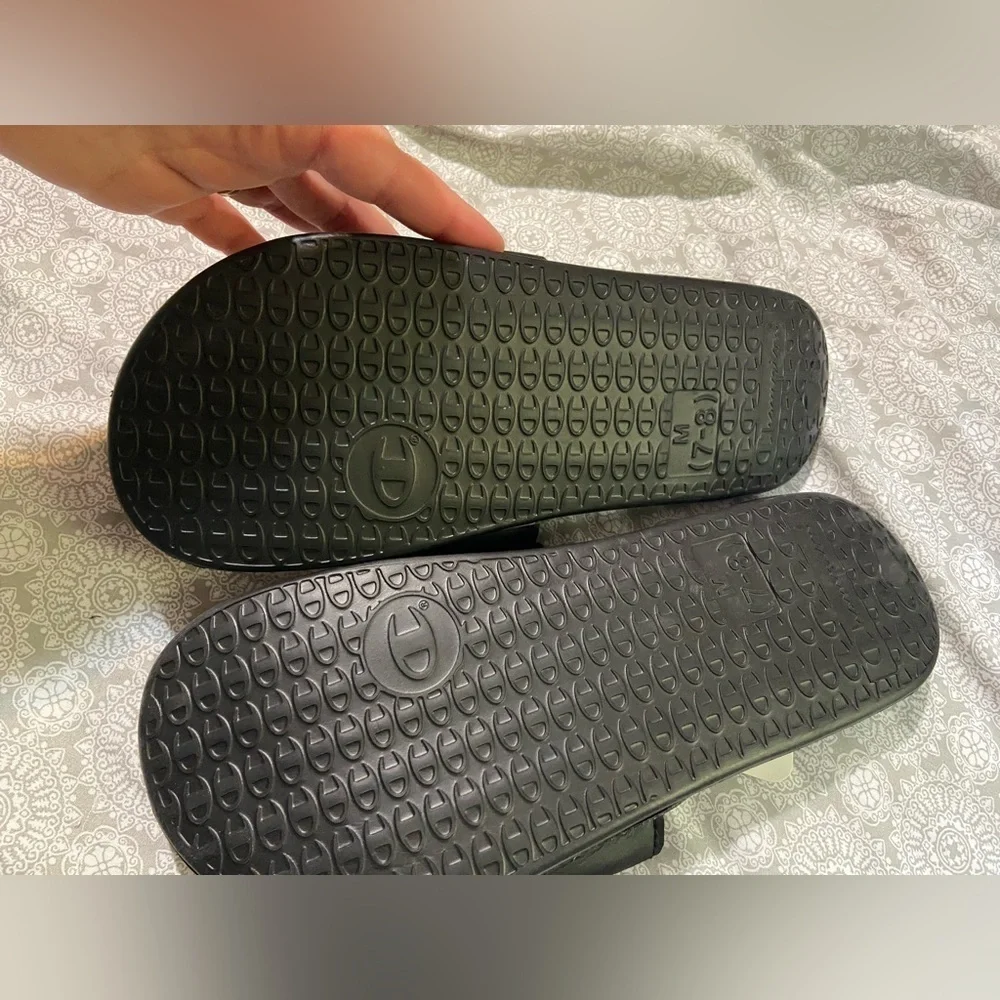 Champion Women's Champion M 7/8 Logo Star Shiny Slide Sandals Black Summer New